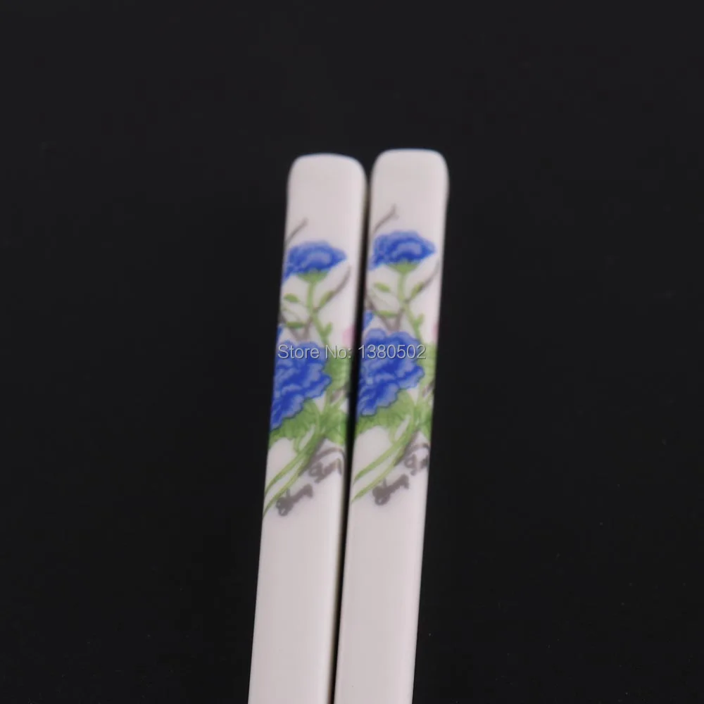2Pairs/lot Chinese Style High Quality Ceramic Chopsticks Peony Flower Sushi Food Chop Sticks Gift for Friend | Дом и сад