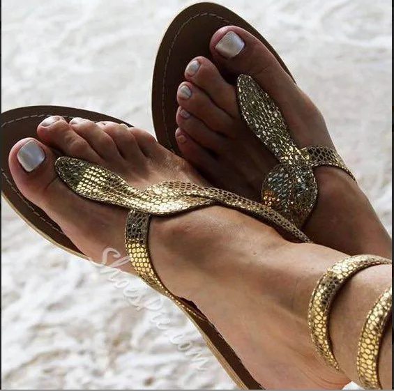 Сандалии PADEGAO женские с открытым носком босоножки на плоской подошве со змеиным