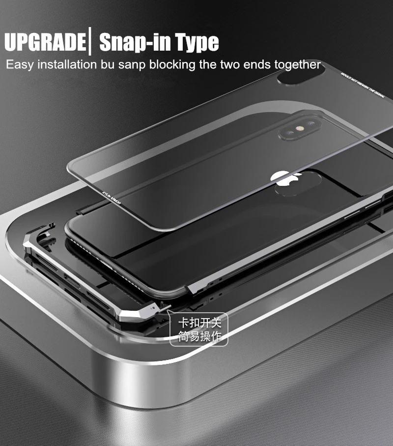 Для iphone XS бампер X прозрачное закаленное стекло задняя крышка с металлическим