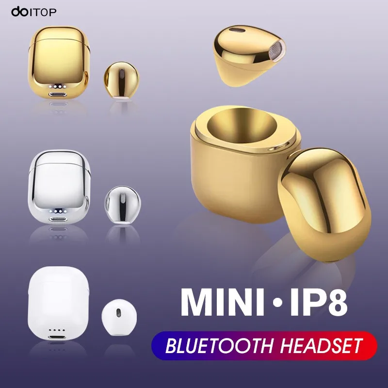 DOITOP IP8 Беспроводная bluetooth гарнитура с зарядной коробкой Handfree Mic Mini BT V4.2 спортивные