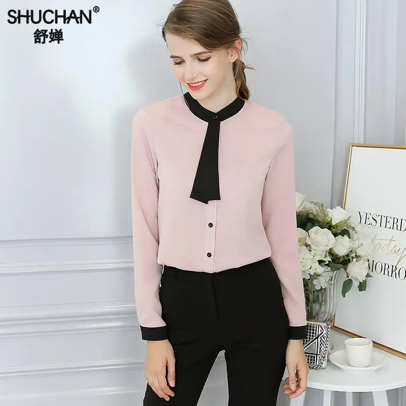 Рубашка женская шифоновая с длинным рукавом 399rx|chemise femme|office shirt womenchiffon |
