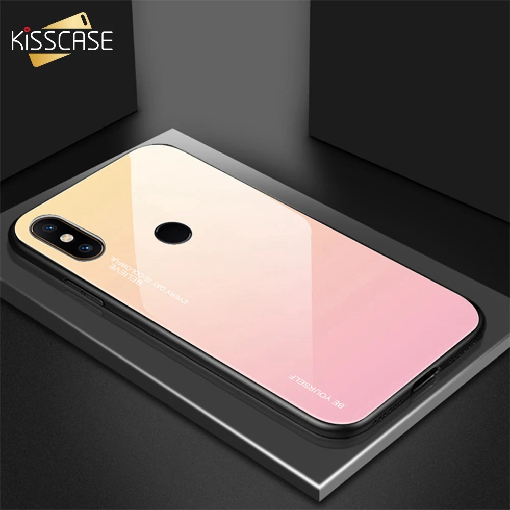 KISSCASE Gradient Color Mirror Case For Xiaomi Mi A2 Lite A1 Glass Cases Redmi 6A 6 Note 4X 5 Plus Pro 7 Capa |