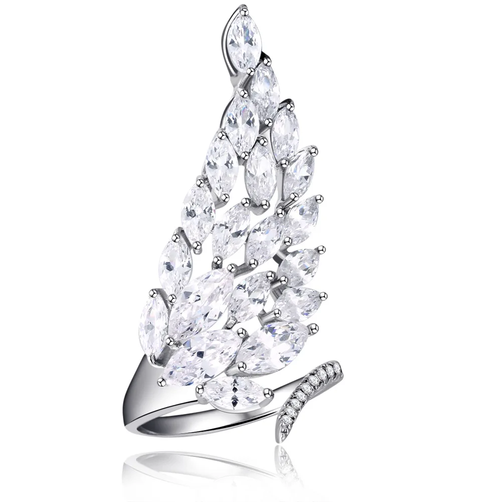 

New Silver Plated Angel Wings Rings For Women Antique Silver Color Crystal Ring Retro Girl Women Gift Jewelry Wholesale