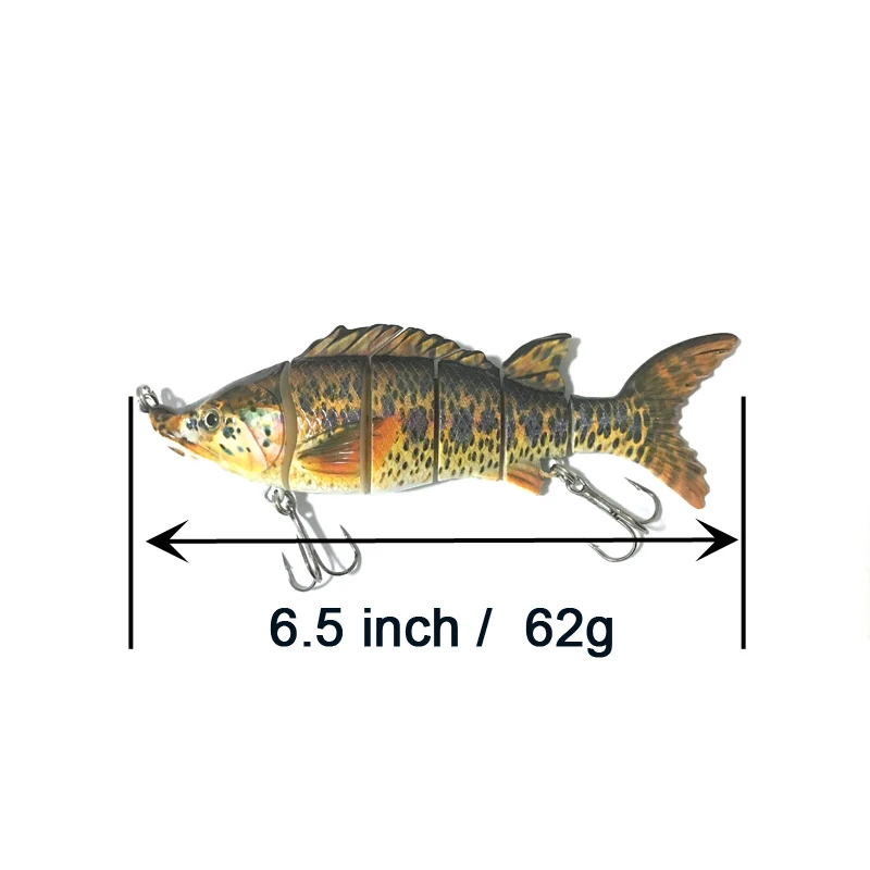 6 Section Fishing Lures Sturgeon Swimbait Inch 62g Multi Jointed Hard Bait Fish Hunter for Bass Pike Muskie Perch Killer | Спорт и