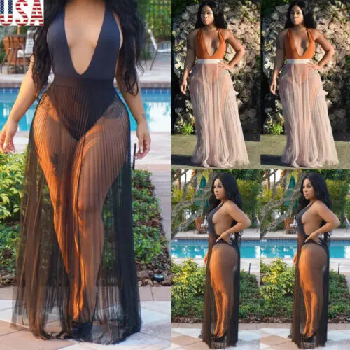 Женская летняя одежда для плавания бикини прозрачная пляжная юбка однотонная