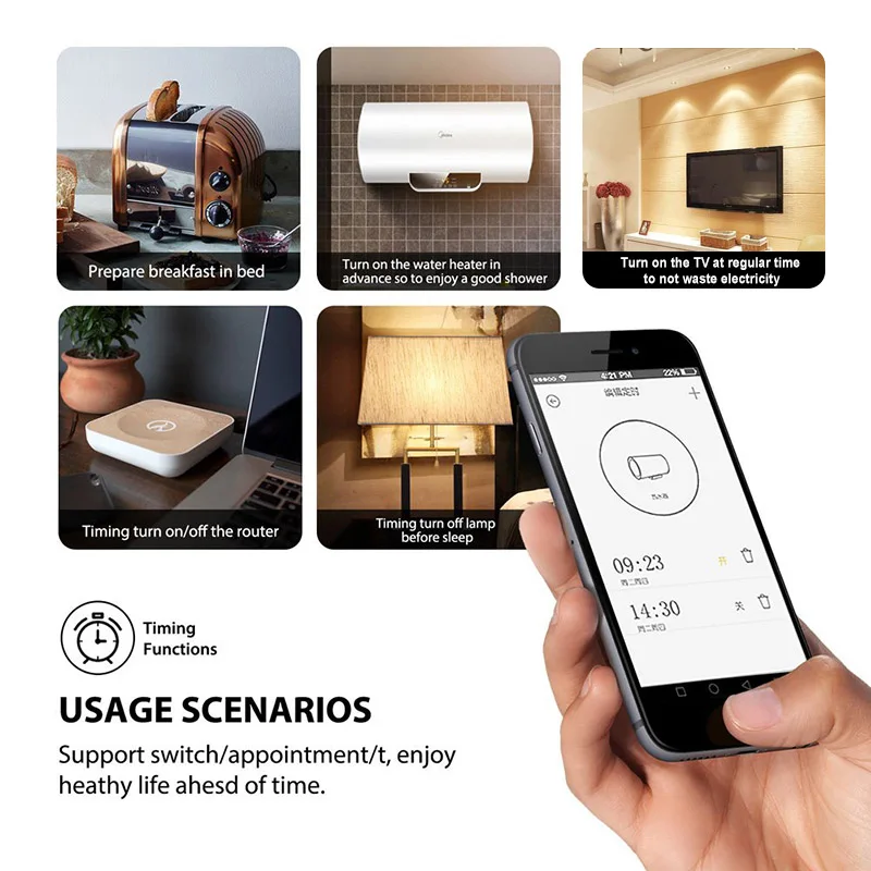 CLAITE Wifi Socket Switch UK US EU Plug Alexa Google Voice Control Timing ON/OFF Wireless Smart Remote 5 Language | Электроника