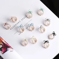 women cute pearl bow knot round earrings fashion jewelry korean style gift lovely classic popular delicate new style
