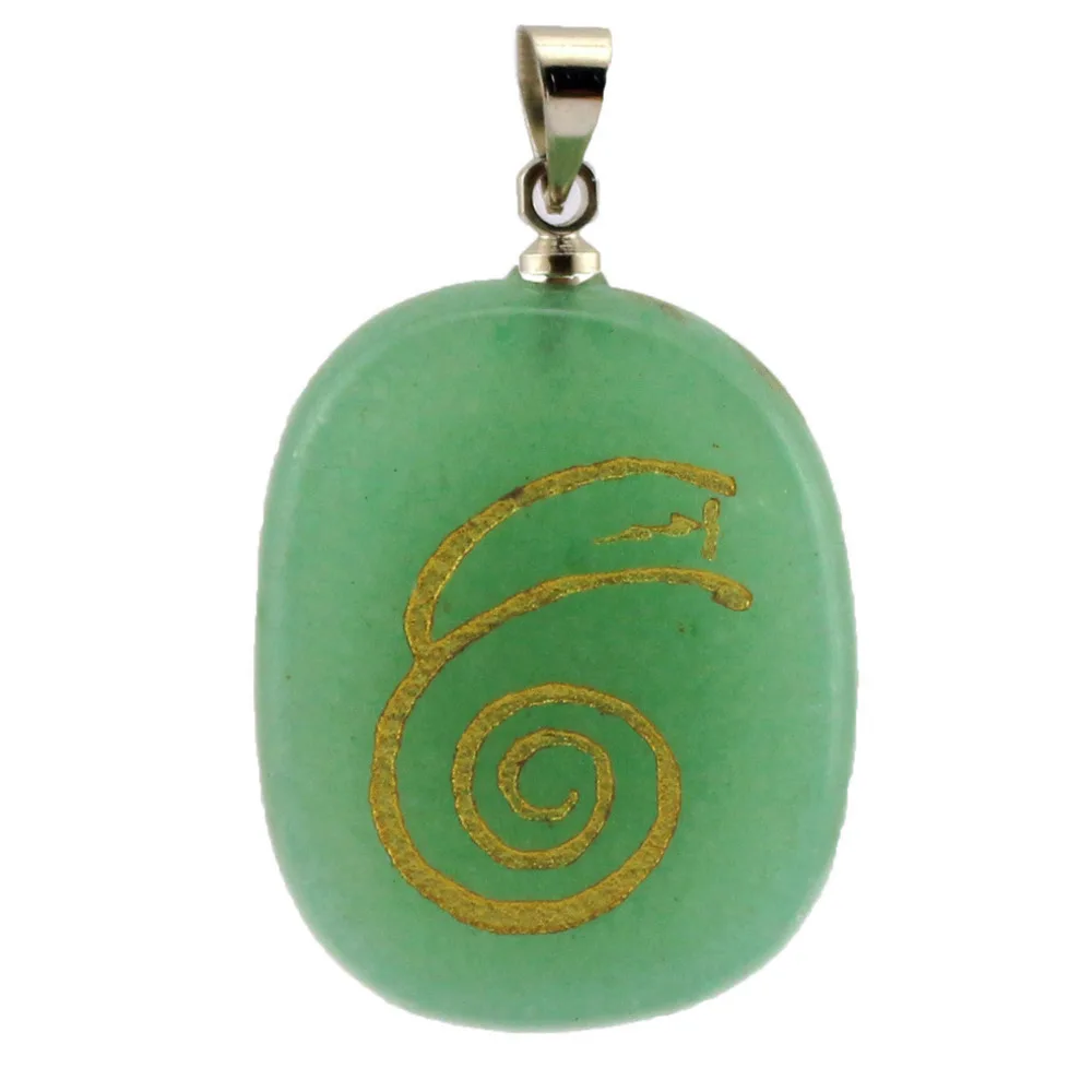 Religion Elliptical Piece Reiki DAI KO MYO Symbol Healing Stone Energy Pendant Creative Natural Crystal | Ожерелья и подвески