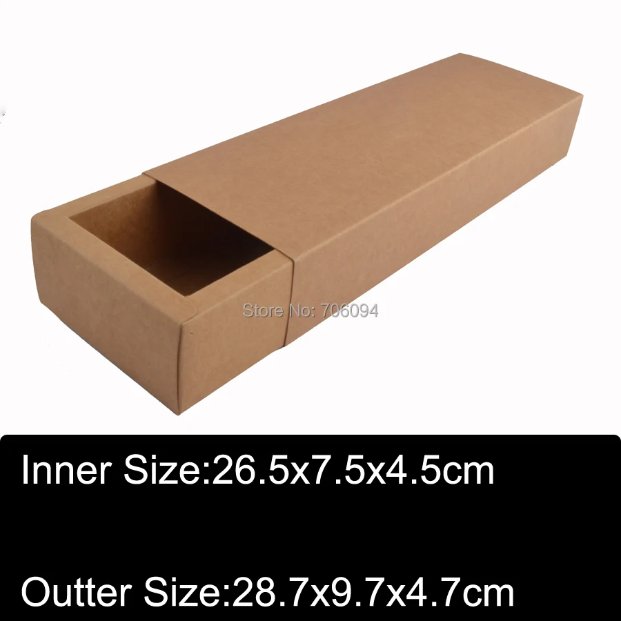 

20PCS 26.5x7.5x4.5cm kraft drawer shape Craft Gift Handmade Soap Packaging Kraft Paper Boxes brown kraft soap packing box custom