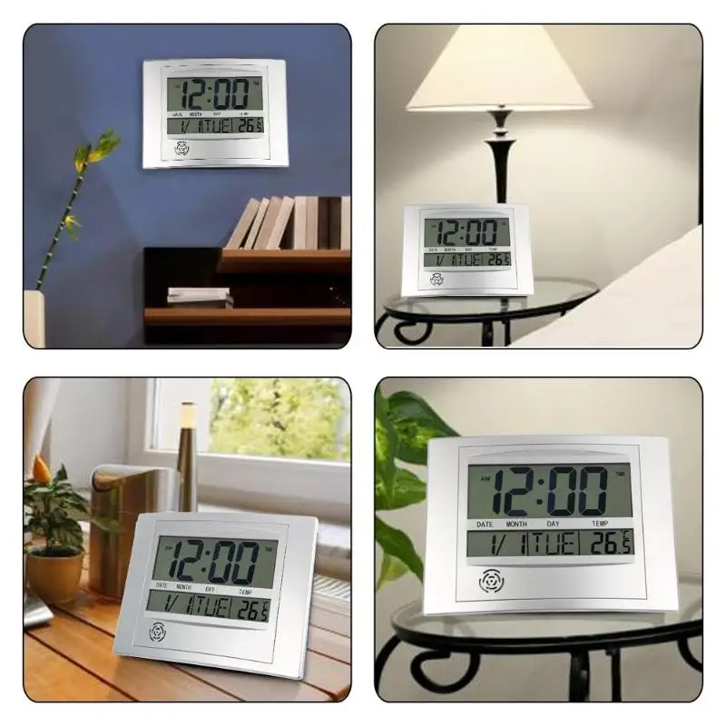 LCD Цифровые настенные часы с термометром электронный календарь измеритель
