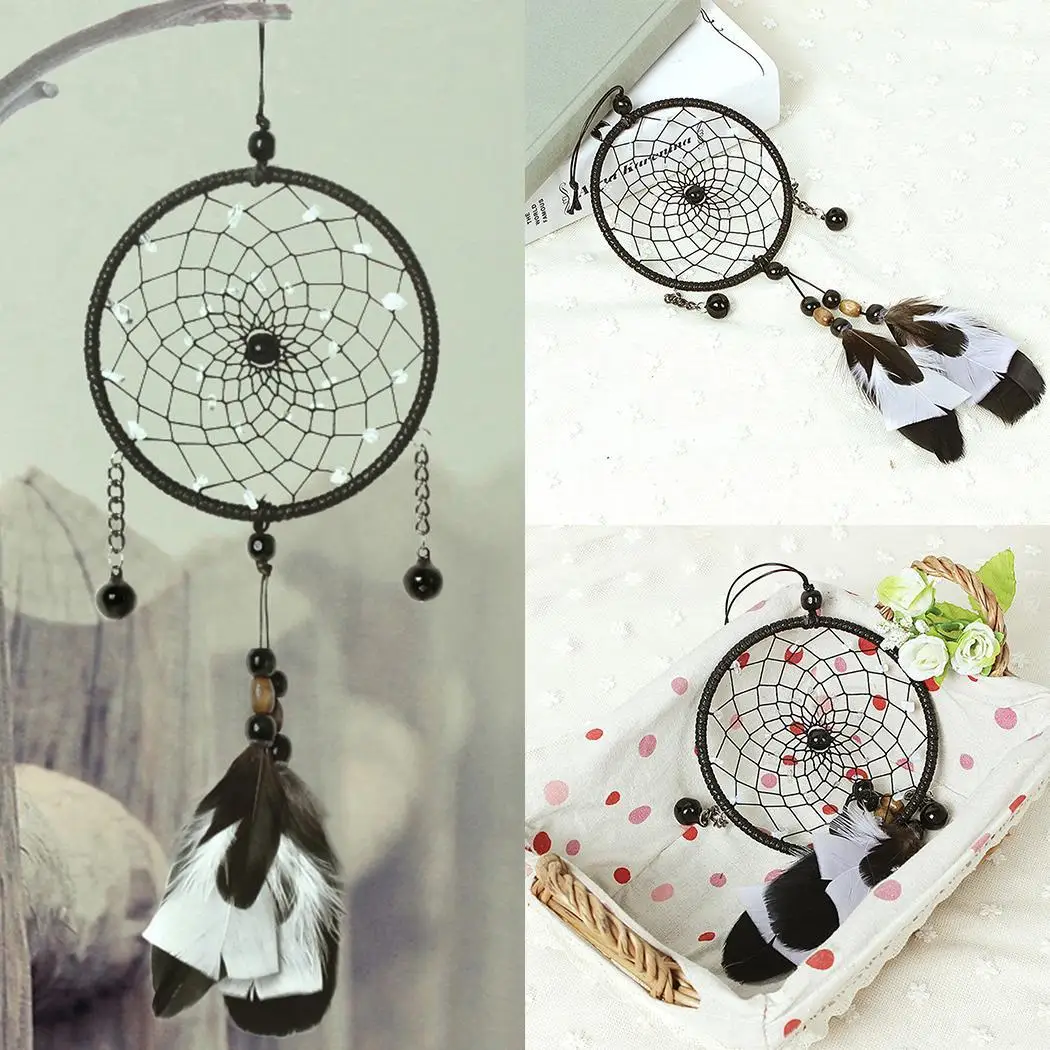 New Feather Dreamcatcher Net Home Modern Art Decor Indoor As picture shown/Black | Дом и сад