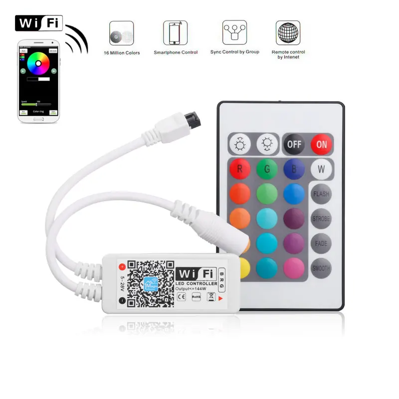 CLAITE LED Мини bluetooth WiFi RGB RGBW контроллер 24Key ИК пульт дистанционного управления для 3528
