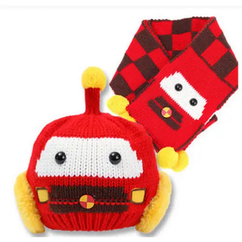 2018 New Toddler Kids Girl&ampBoy Baby Infant Winter Warm Cartoon Pattern Crochet Knit Hat Beanie Cap Scarf Set 6-36M | Детская одежда
