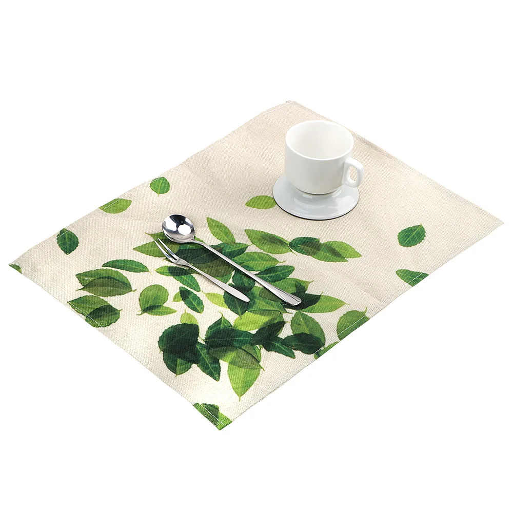 Миски подставки обеденный стол коврик зеленые листья шаблон кухонные