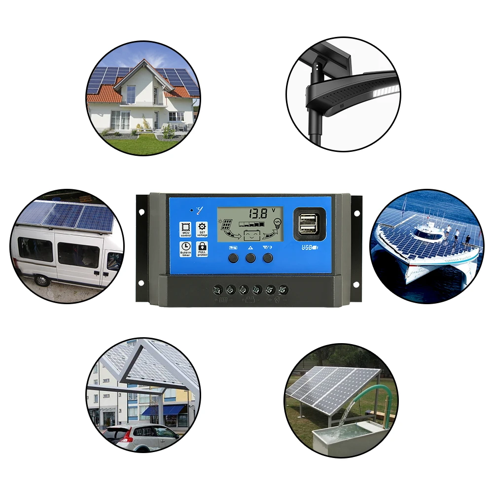 PWM регулятором солнечного заряда контроллер 60A50A40A12V24V Авто DC-DC регулятор с