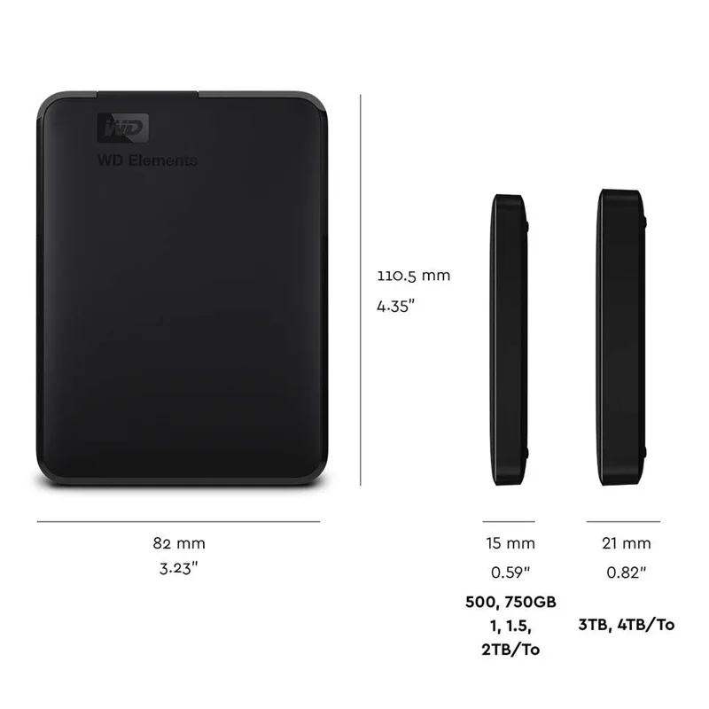WD элементы Портативный внешний жесткий диск HD 1 ТБ 2 высокой емкости SATA USB 3 0