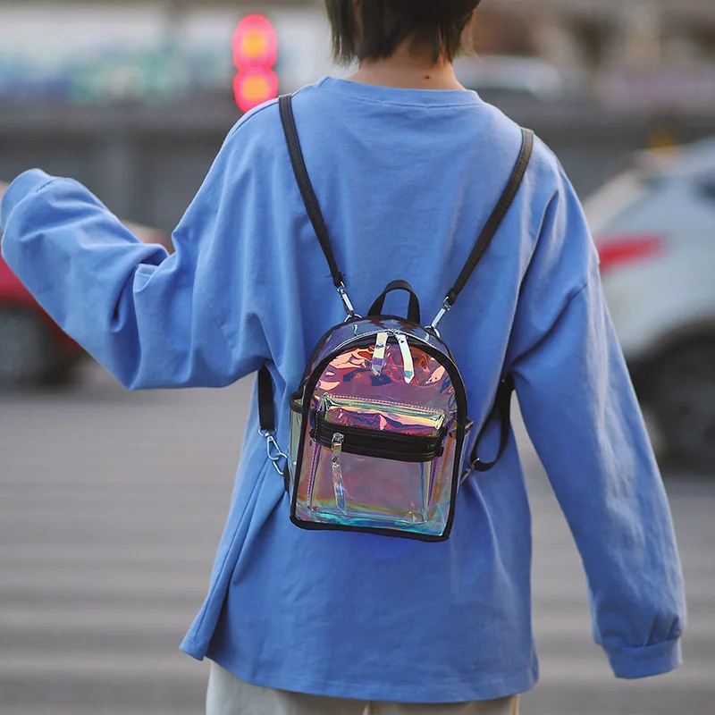 

Sac Transparent Femme 2019 Summer New Colorful Laser Backpacks Fashion PVC Mini Beach Jelly Package Women YW353