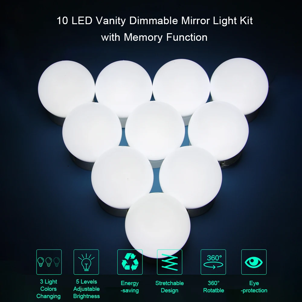 Зеркало для макияжа Vanity 10 светодиодный светильник набор ламп USB зарядка порт