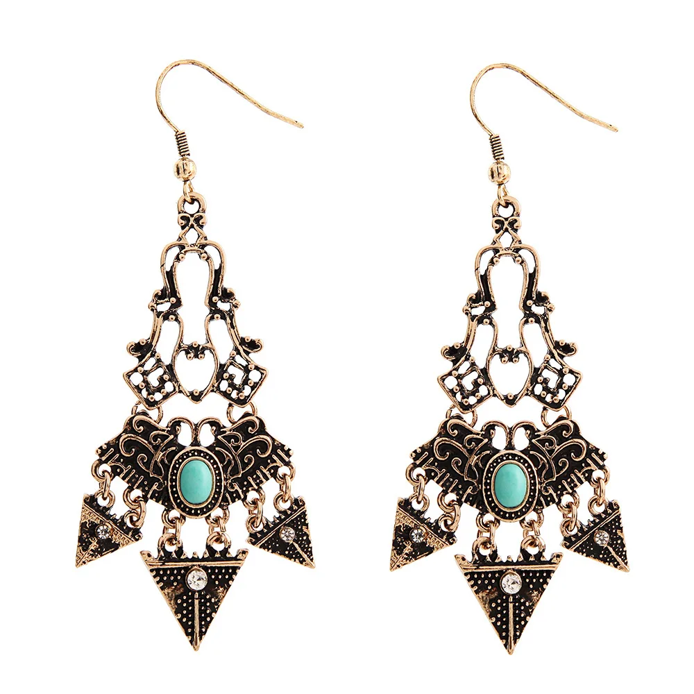 серьги с камнями Чешские Серьги Boho Хиппи Шик aritos Цыган Люстра в Стиле Ар-Деко