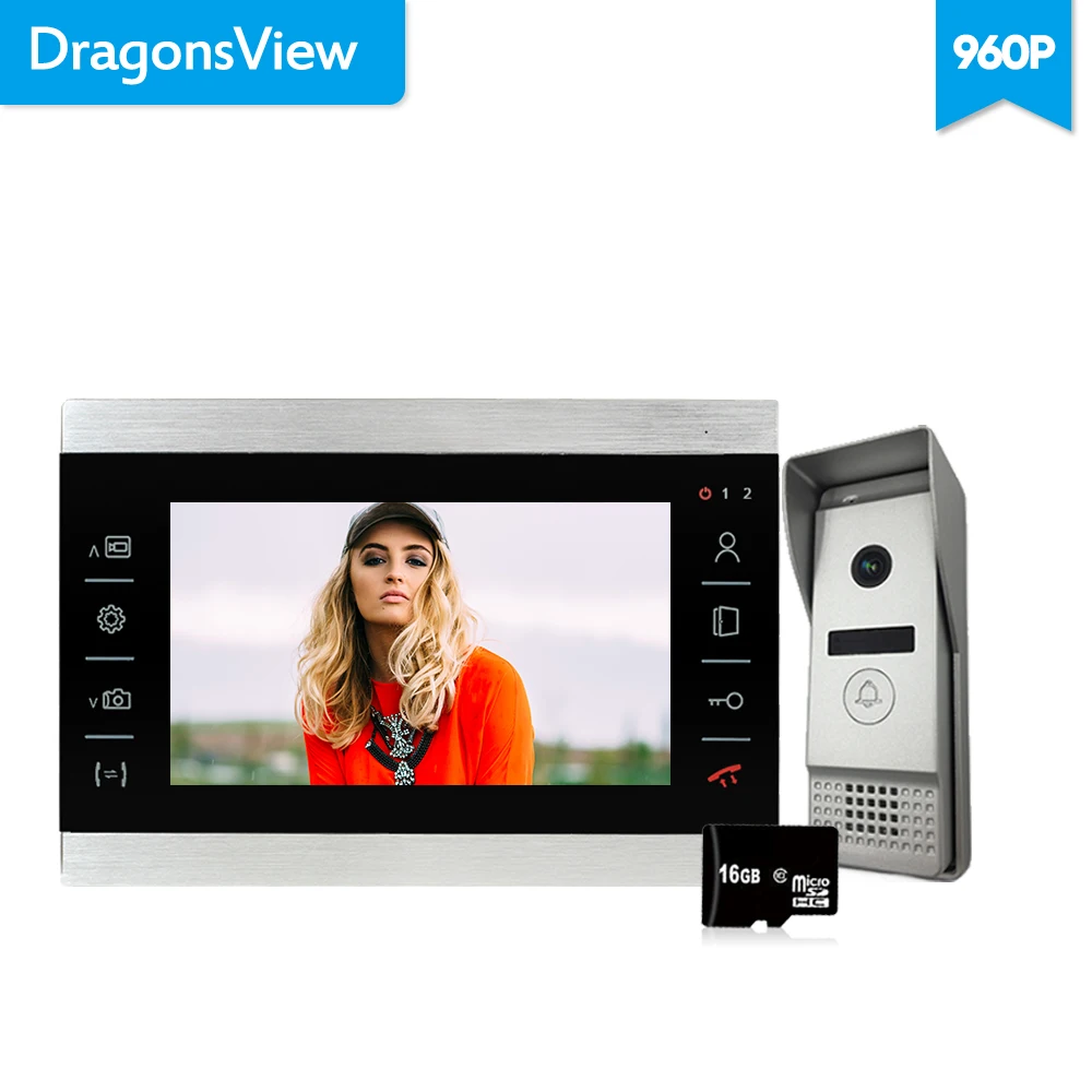 Dragonsview 7 дюймов 960P видео телефон двери дверной звонок камера домофон система