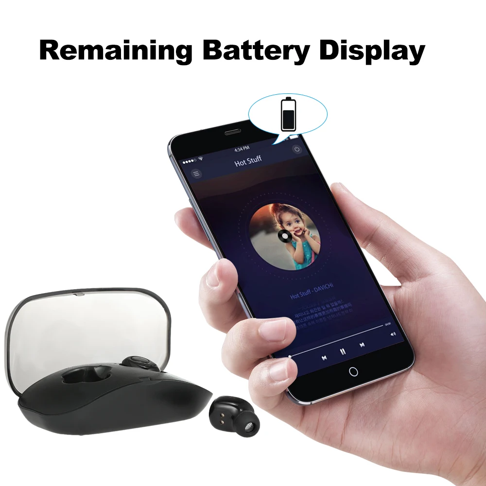 Беспроводные мини наушники X18 Bluetooth 4 2 + EDR с зарядным футляром|Наушники и