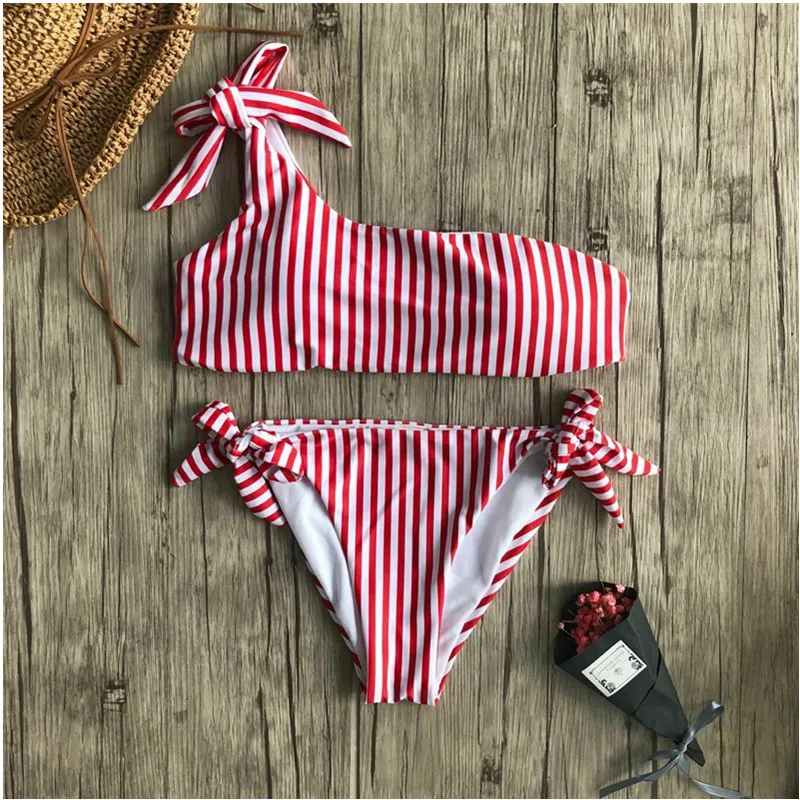 2 шт. женские летние купальники бикини с пуш апом пляжная одежда в полоску