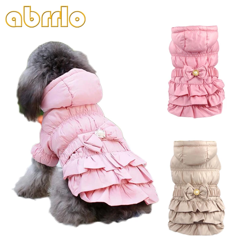 Abrlo/толстовки с капюшоном для собак зимнее теплое розовое платье принцессы