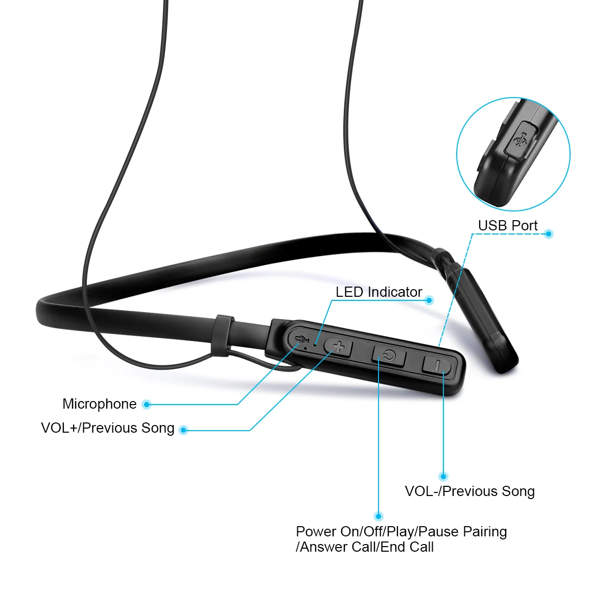 Excelvan беспроводные Bluetooth наушники с шейным ободком стерео магнитные