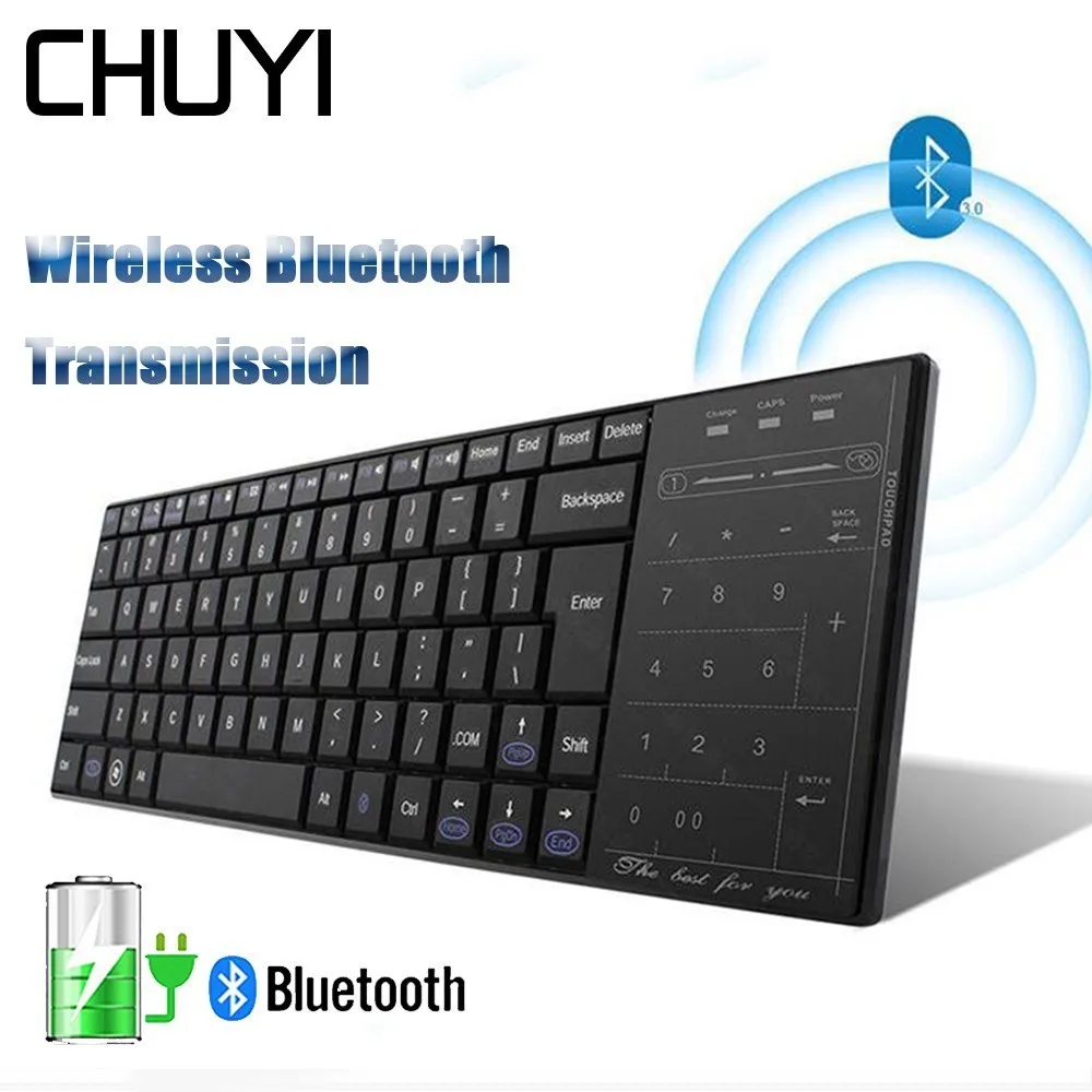 Беспроводная ультратонкая сенсорная клавиатура CHUYI с Bluetooth 3 0 заряжаемая