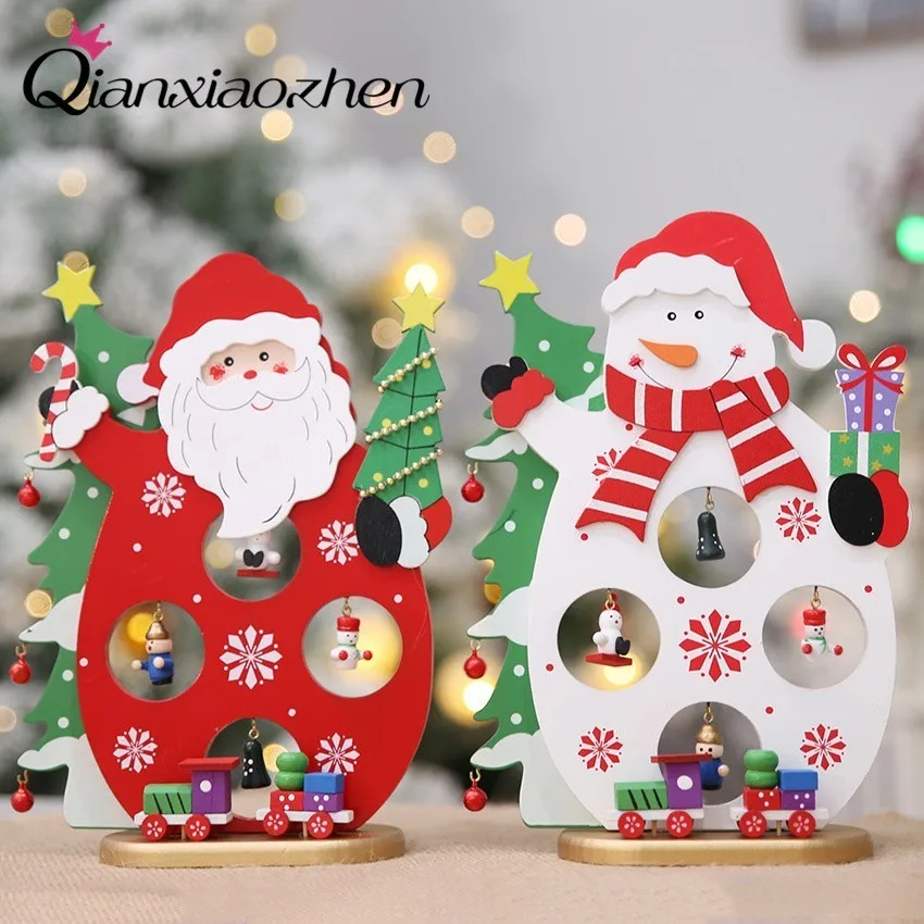 

Qianxiaozhen Wooden Snowman Santa Claus Christmas Table Decoration Christmas Home Decorations Gift Christmas Ornaments