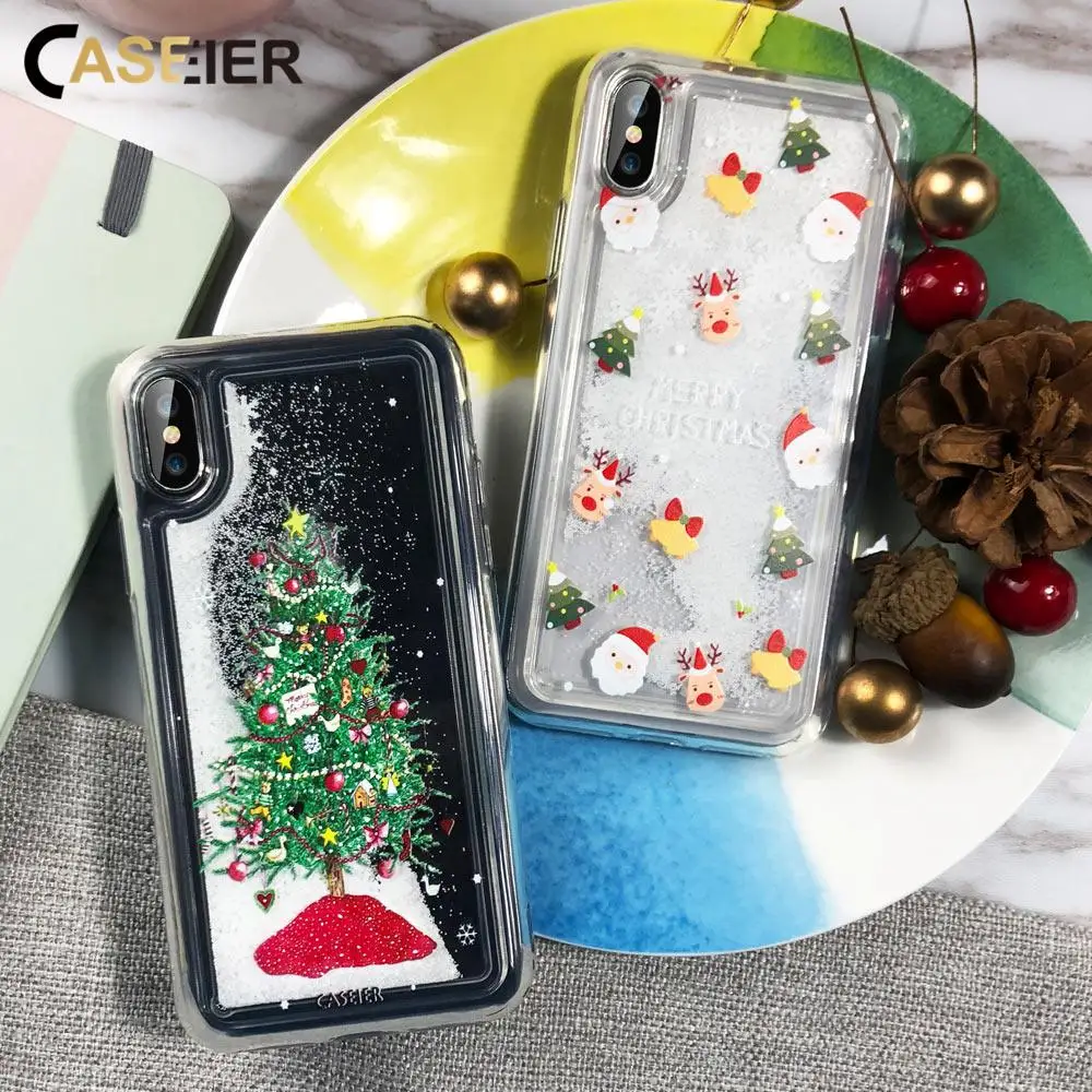 Чехол CASEIER Snow для iPhone 7 XR XS Max 8 Plus 6 6s Рождественский новогодний чехол X белый