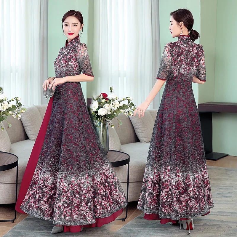Женское винтажное платье Ципао Dames Jurken Haute Couture Sommerkleid элегантное для дня рождения