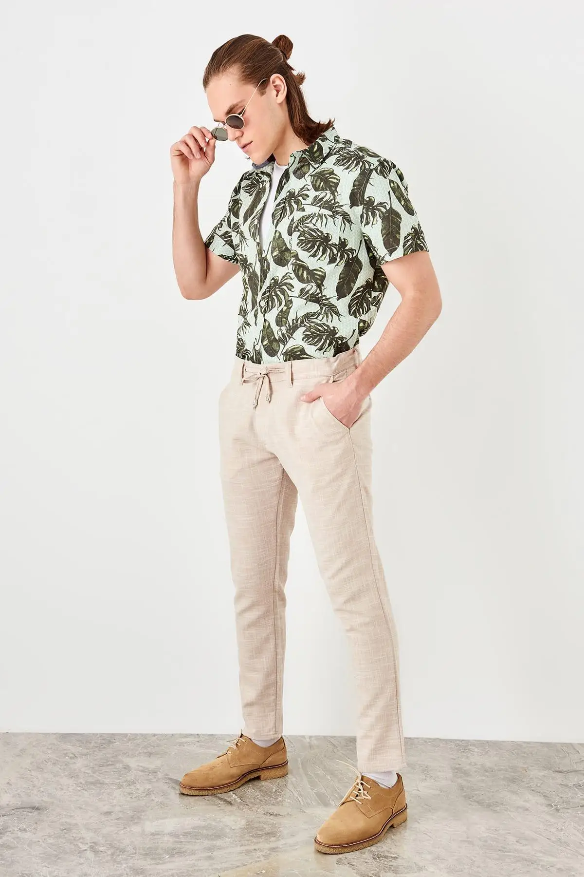 Trendyol новые каменные мужские льняные брюки TMNSS19RS0044|Брюки| |