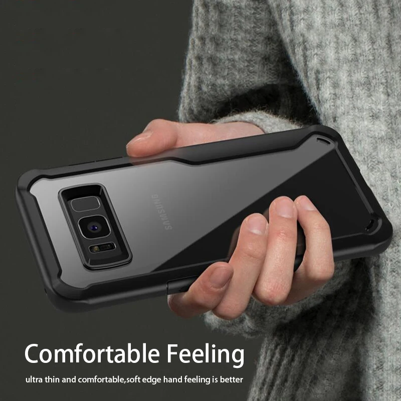 Прозрачные противоударные чехлы для телефонов Samsung Galaxy S8 S9 S10 Plus Note 8 9 прозрачный