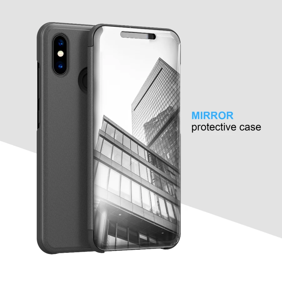 Clear View Mirror Smart Case For Xiaomi Redmi 5 plus 4X Note 3 Pro 6 S2 6A Cover mi 8 SE 5C MIX 2 MAX A1 A2 F1 Stand | Мобильные