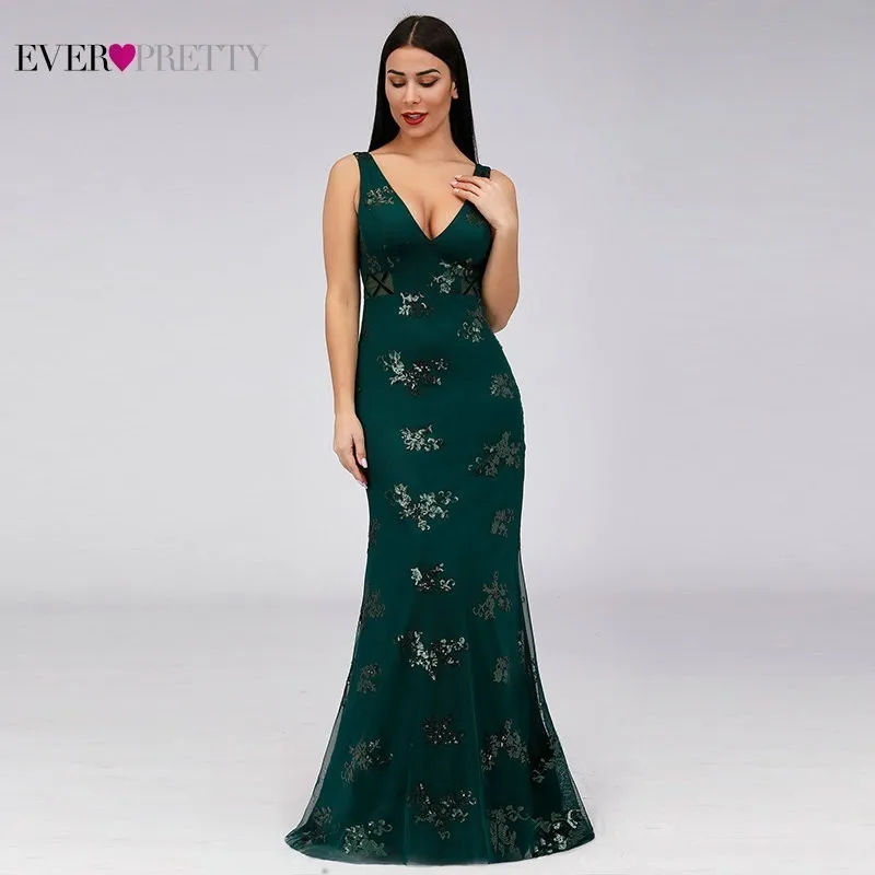 Элегантные зеленые платья для подружки невесты Ever Pretty блестками Русалка v