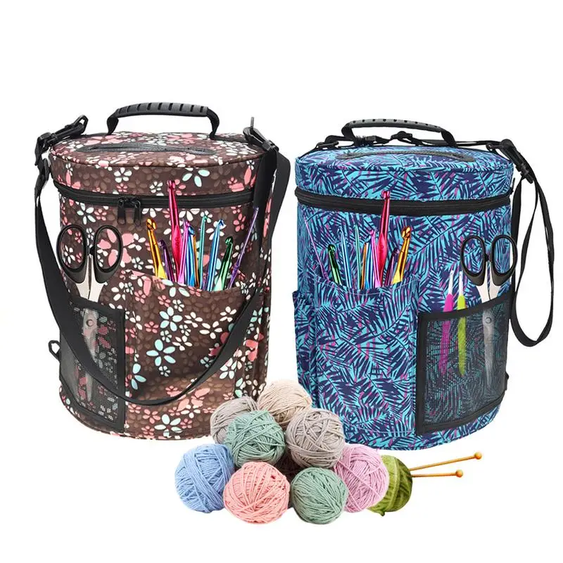 

Large-sized Cylinder Crochet Hook Woolen Yarn Storage Bag Tote Organizer bags Portable Storage Box Storage Basket #CW