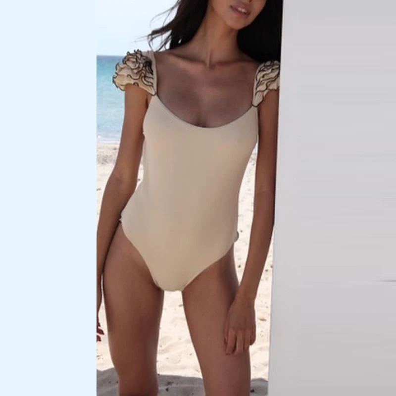 2019 сексуальный цельный купальник женский Женский однотонный черный