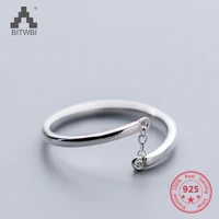 korea new style 925 sterling silver simple fashion chic chain adjustable ring jewelry for women