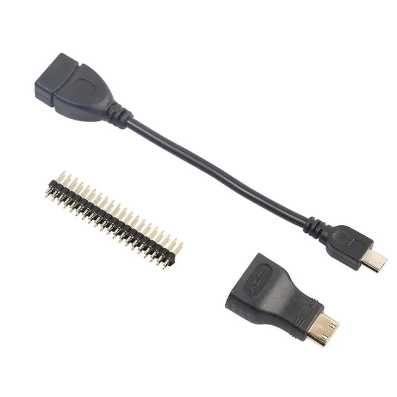 Комплект 3 в 1 Mini HDMI совместим с Micro USB + головка GPIO для Raspberry Pi Zero|Коннекторы и