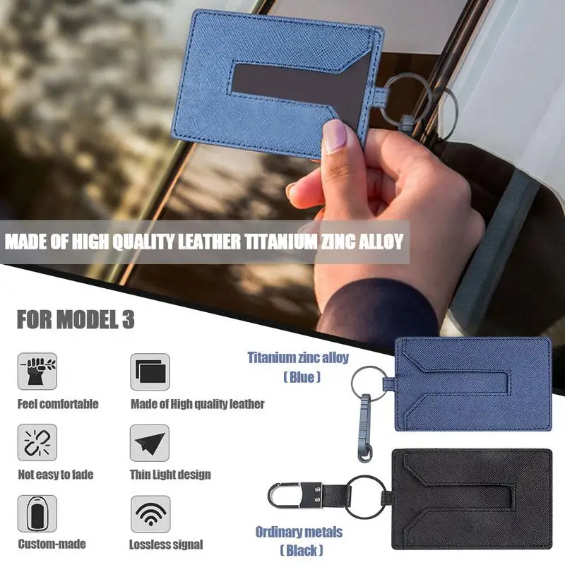 

Leather Key Card Holder Protector Cover Key Chain For Tesla Model 3 Key Case For Car Key Case