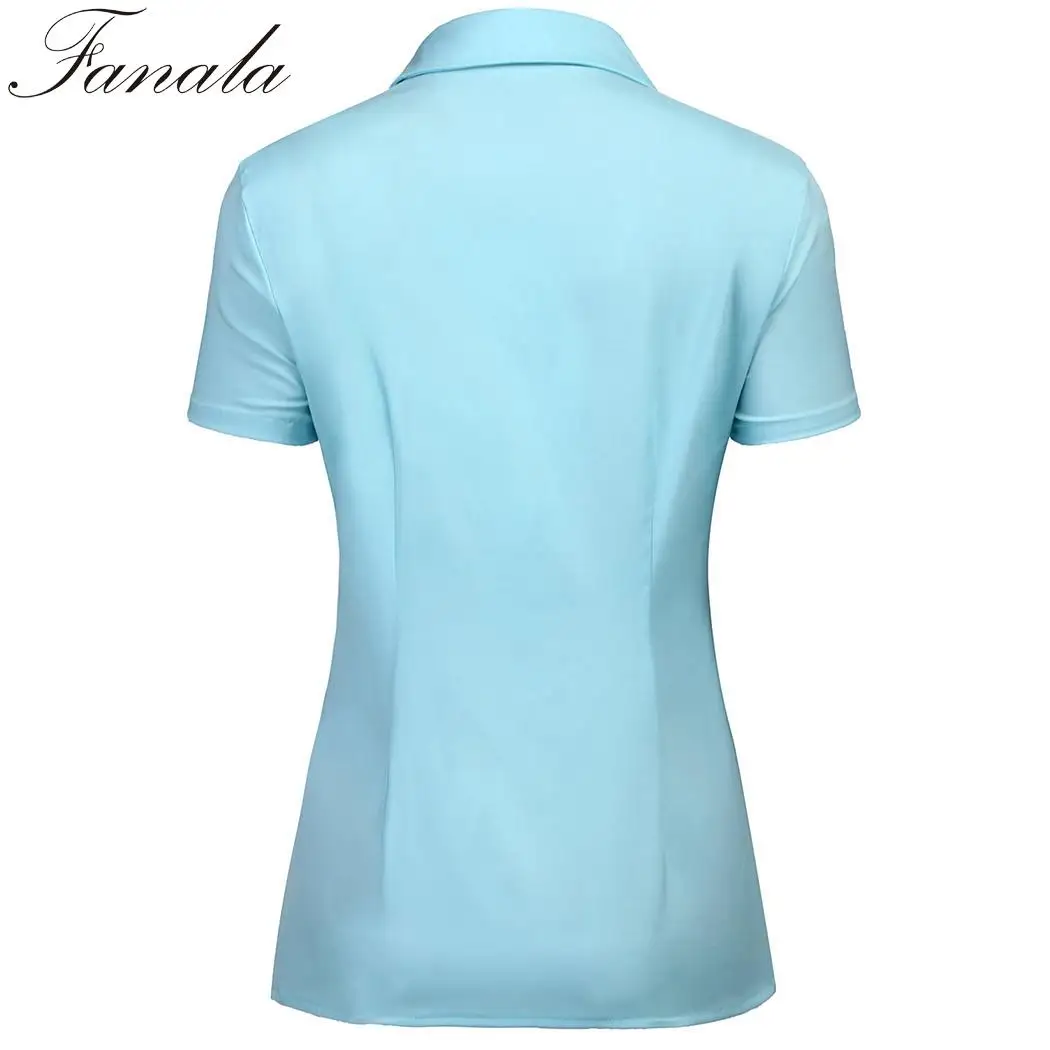 FANALA Women Chiffon Blouse Blusas Tailored Short Sleeve Button Down Solid Summer Notched Collared Office Shirt Shirts |