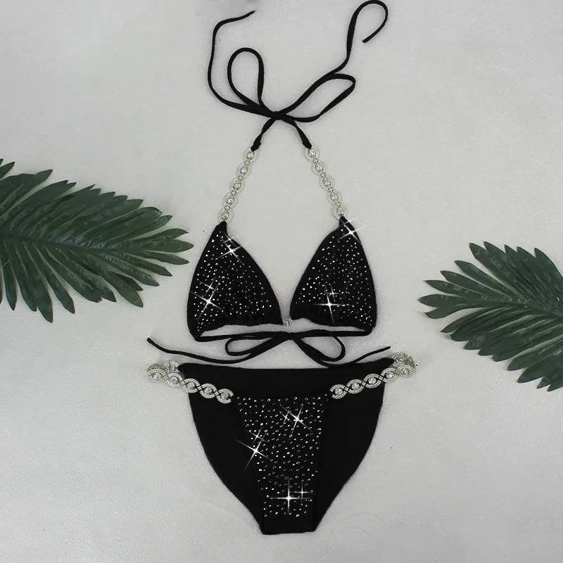 Sequin сексуальный комплект из двух частей пляжная одежда женский костюм Холтер