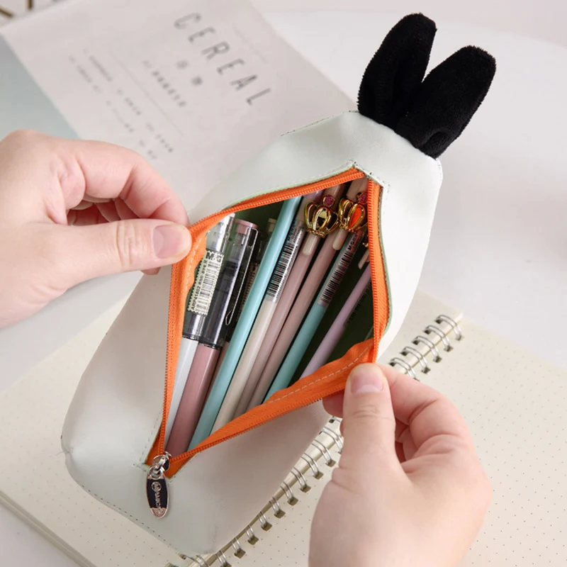 1 шт. Kawaii PU Симпатичный пенал кролик большой ёмкость Pencilcase для обувь девочек