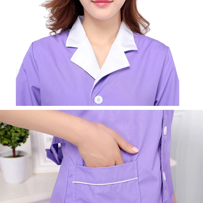 [SET] Women's Fashion Medical Scrubs Nursing Workwear V-Neck Long Sleeved Mock Wrap Lab Coat | Тематическая одежда и