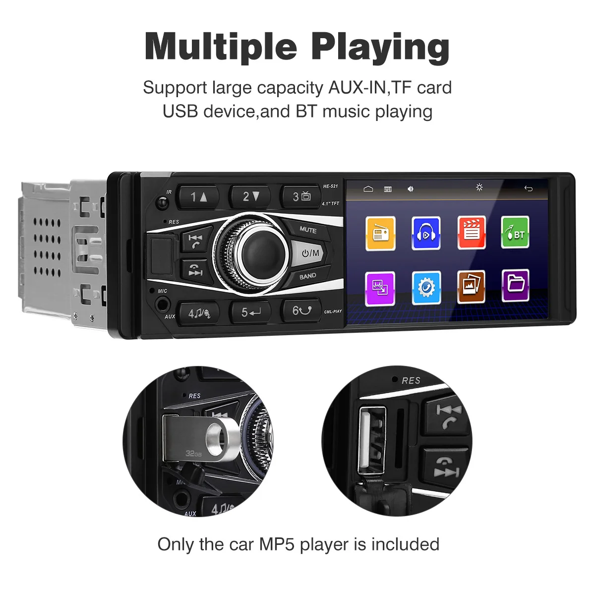 1din 4 дюймовый автомобильный MP5 плеер 800*480 FM Bluetooth Авторадио сенсорный стерео