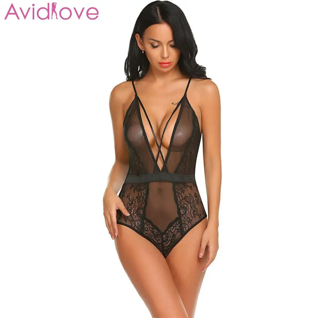 Avidlove женское сексуальное нижнее белье боди с кружевными цветами v-образным