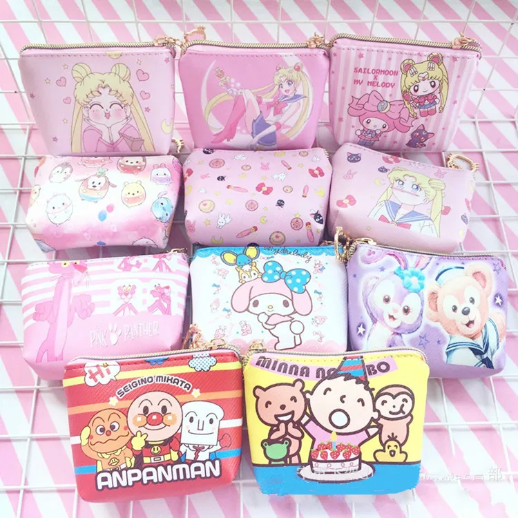 Сумочка Kawai для девочек Sailormoon милый маленький кошелек розовый леопард Сакура