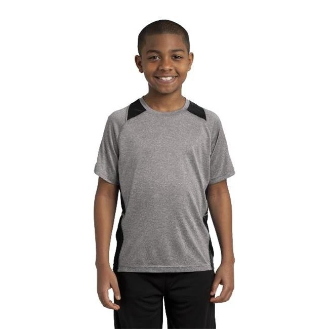 Спорт-Tek YST361 Youth Heather Colorblock Contender Tees Винтаж Хизер и черный-очень большой |
