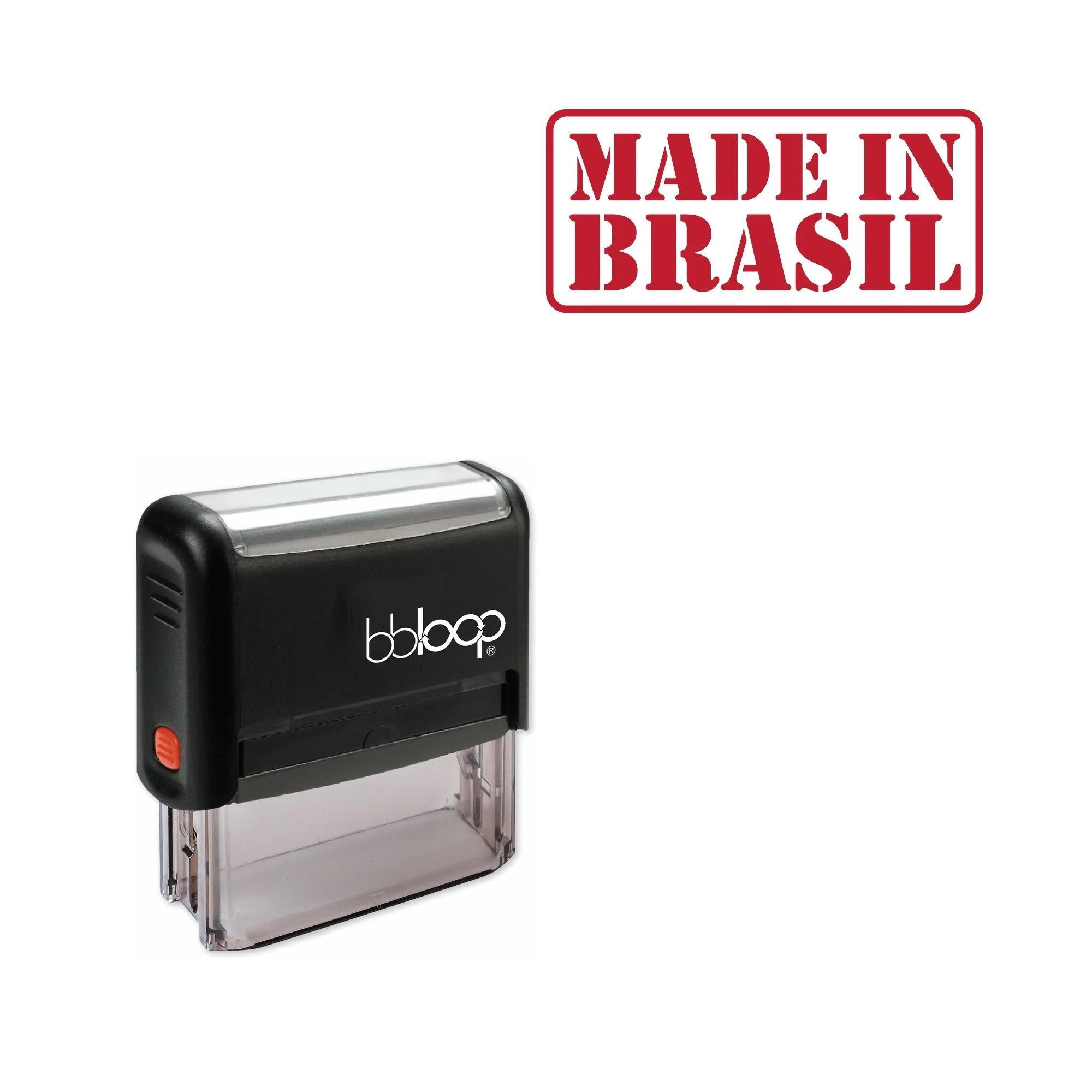 

Bbloop 'MADE IN BRASIL' Self-Inking Office Stamp, Rectangular Military Stencil Style